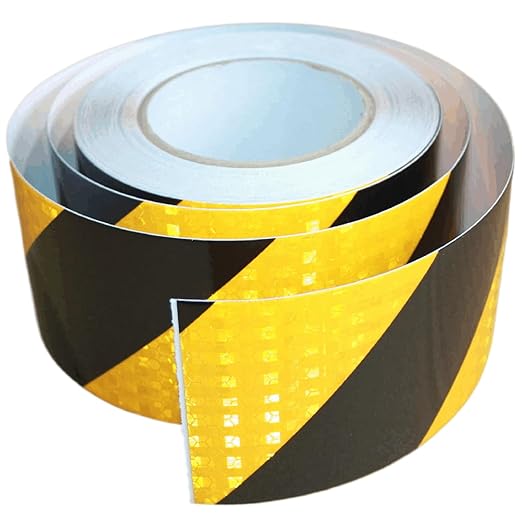 Yellow Black Reflective Tape Outdoor Waterproof 3 inch X 66 feet, High Visibility Hazard Conspicuity Safety Industrial Marking Tape