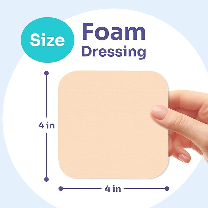 Conkote Foam Dressings Non-Adhesive Sterile for Exudating Wounds, FSA or HSA 4"x4" Highly Absorbent Waterproof Dressings for Wound Care, Ulcers, Post Op Trauma, Injuries, Burn, 5 Pack
