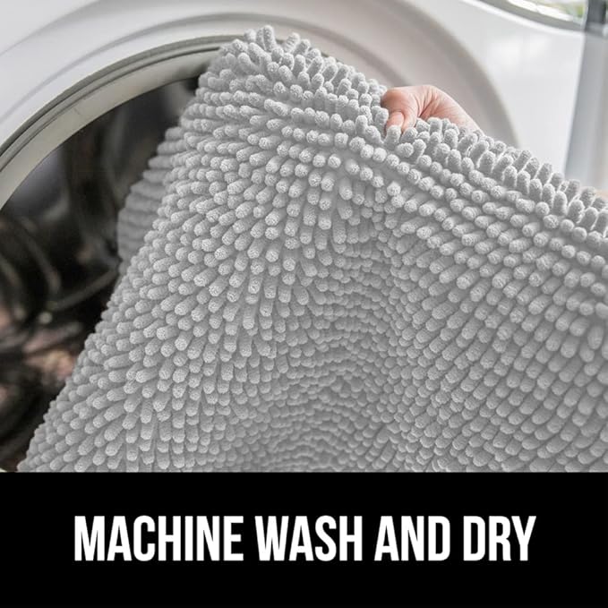 GORILLA GRIP Bathroom Rug Sets, Soft Chenille 2 Piece Area Rugs Set, Toilet Base Mat and 30x20 Carpet, Absorbent Microfiber Washable Mats Dry Quickly, Home Décor and Bath Room Accessories, Lt Gray