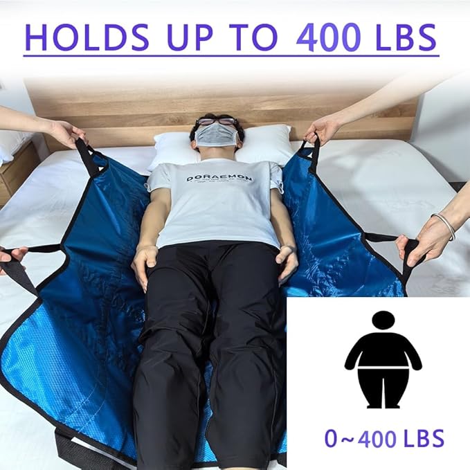 Positioning Bed Pad with Handles,48" × 40" Transfer Sheet for Repositioning,Turning and Lifting,Washable Positioning Bed Pads for Elderly,Patient,Handicap,Caregiver (1)