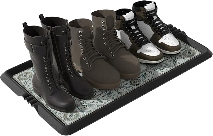 Rubber Boot Tray,Non-Slip Boot Mat with Lip,Waterproof Shoe Tray,Indoor Outdoor Multi Use Catch All Trays,Cleaning Mat for Entryway,Pets Garden,Mudroom,Garage