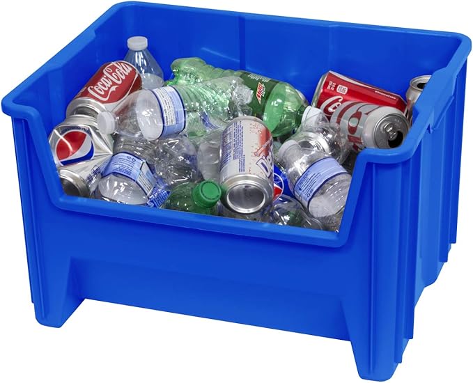Akro-Mils 13017 Stak-N-Store Heavy Duty Stackable Open Front Plastic Storage Container Bin, (15-Inch x 20-Inch x 12-1/2-Inch), Blue, (3-Pack)