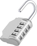 ZHEGE Combination Lock Outdoor, 4 Digit Re-settable Padlock for Gym, School, Fence, Employee Locker (Sliver)