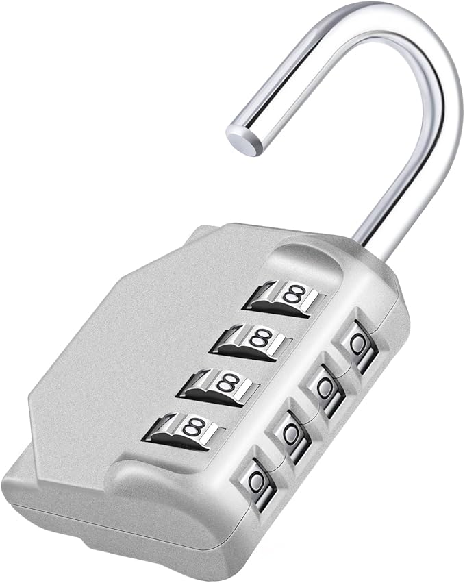 ZHEGE Combination Lock Outdoor, 4 Digit Re-settable Padlock for Gym, School, Fence, Employee Locker (Sliver)