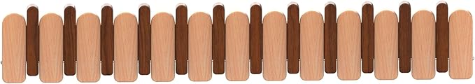 Wall Mounted Piano Key Hanger | Flip Style Hook | Entrance Wall Art Hook, Made of Oak Wood (3 Times Painted, 4 Times Polished) (Arc Walnut-Beech, 12Hooks)