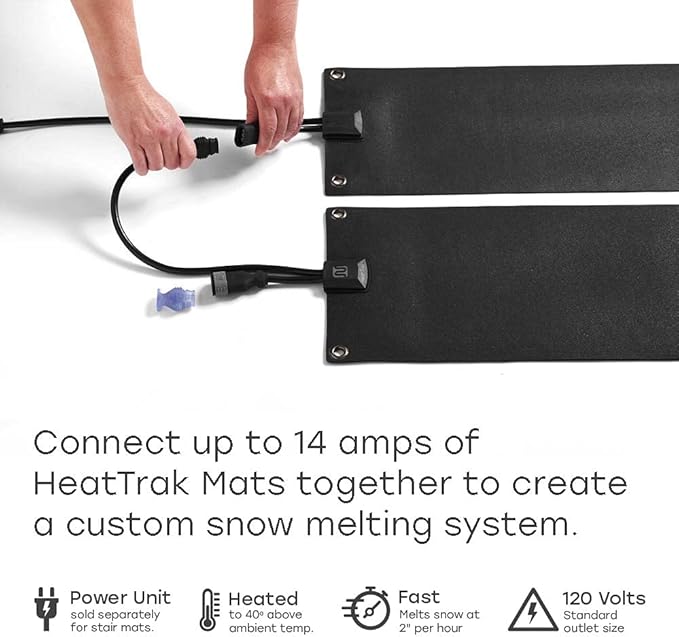 HeatTrak Heated Snow Melting Mats - Heated Outdoor Mats for Walkways - Electric Snow Melting Mats for Decks and Sidewalks - Trusted No-Slip Snow and Ice Melt Heated Sidewalk Mat (30” x 60")