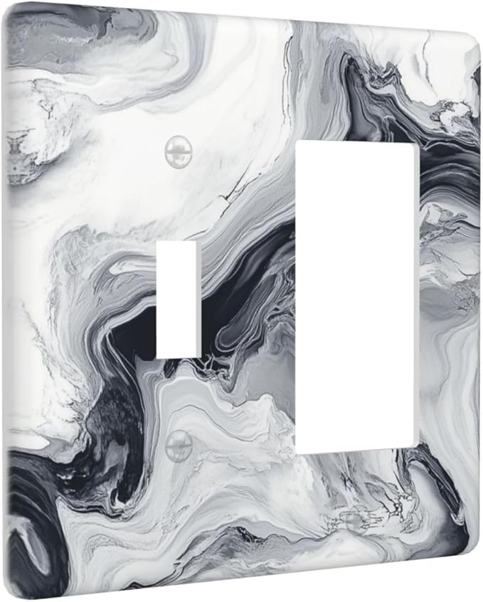 Abstract Marble Ink Texture Grey Marble Print Outlet Covers 1 Toggle 1 Rocker Combination Decorative Wall Plate Electrical Switch Plates Light Switch Cover Plate for Bathroom Kitchen Decor