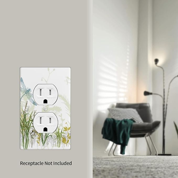 Wild Flower Dragonfly 1 Gang Duplex Light Switch Cover Plates Decorative Electric Outlet Covers Decorator Wall Switch Plate Receptacle Plug Covers 4.5 * 2.76 Inches