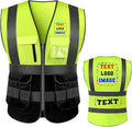 Custom Logo High Visibility Vest Customized Reflective Safety Vest With Pocket and Zipper