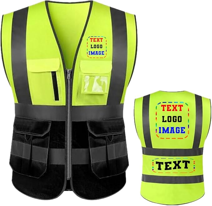 Custom Logo High Visibility Vest Customized Reflective Safety Vest With Pocket and Zipper