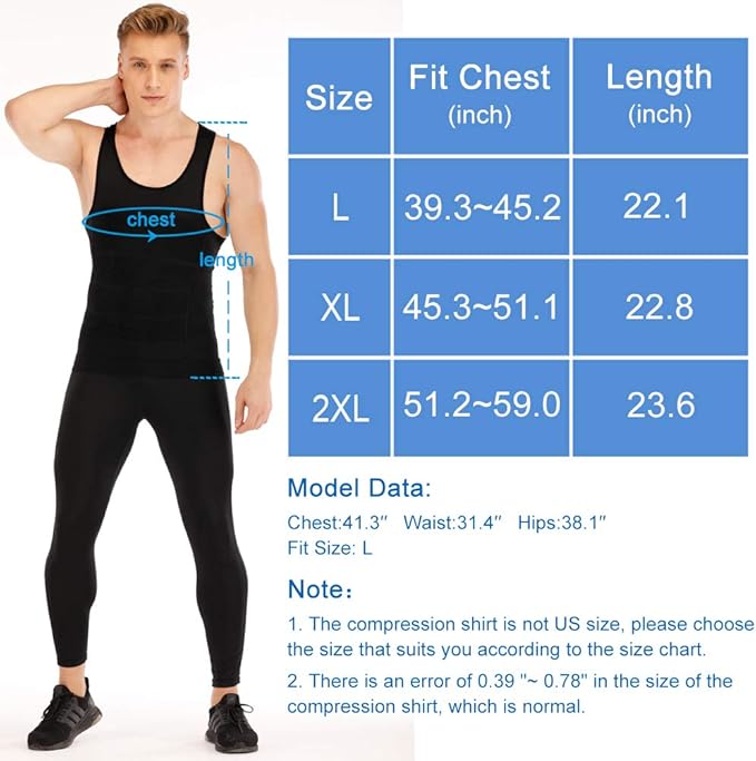 Mens Compression Shirt to Hide Gynecomastia Moobs Slimming Body Shaper Vest
