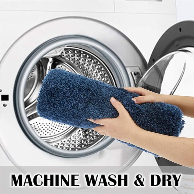 Suchtale Non Slip Bath Mat for Bathroom - 20 x 32 Navy, Soft Microfiber Shaggy Bath Rug, Machine Washable Plush Shower Mat