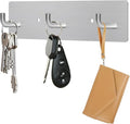 RELBRO Key Holder Wall Mount, Small Metal Self Adhesive Key Rack with 3 Hooks, 2 Installation Options, Silver