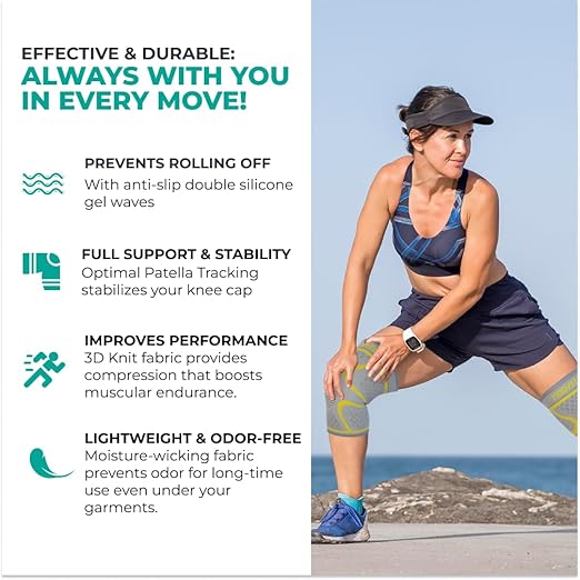 Modvel Compression Knee Brace for Women & Men, 2-Pack Knee Brace for Running Knee Pain, Knee Support Compression Sleeve, Workout Sports Knee Braces for Meniscus Tear, ACL & Arthritis Pain Relief