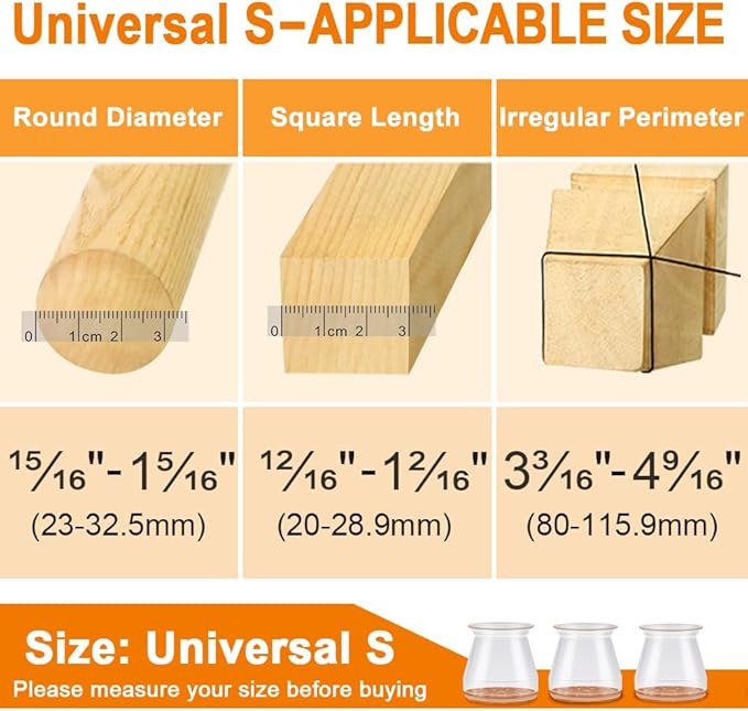 32 Pcs Chair Leg Floor Protectors for Hardwood Floors Silicone Covers to Protect Wood Tile Floors Scratches Felt Pads Furniture Leg Caps Reduce Noise (Fit:0.9"-1.29")
