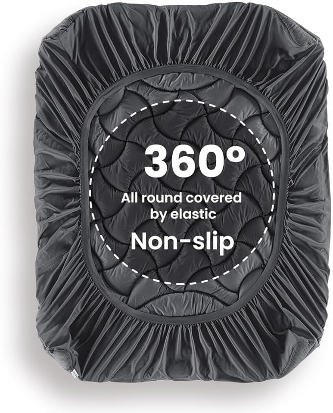 SLEEP ZONE Cooling RV Mattress Topper, Premium Zoned Cool Mattress Pad Cover, Padded Mattress Protector Breathable Washable, Deep Pocket 8-21" (Grey, Short Queen)