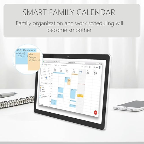 15.6 to 27 inch Touchscreen Digital Calendar & Wall Planners, Smart Whiteboard Calendar for Chore Chart & Work Schedule, Built in Speakers and Camera, Include Wall Mount & Desk Stand (15.6-inch)