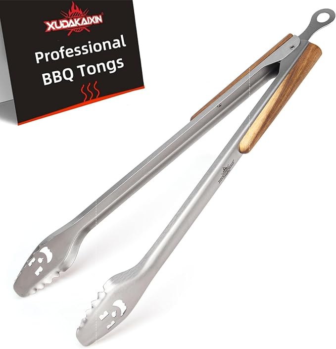 21-Inch Extra Long Stainless Steel BBQ Tongs with Extended Luxurious Acacia Handle – Durable and Easy-to-Clean Grilling Tool for Cooking, Kitchen Use, and Outdoor Barbecues