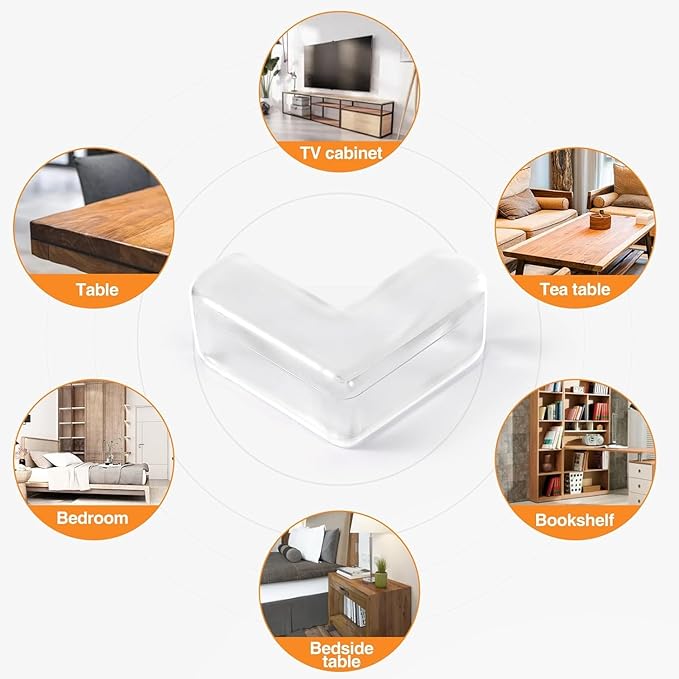 Corner Protector, Baby Proof Furniture Corner Guards, Safety Bumpers & Cushion to Cover Sharp Furniture & Table Edges,Clear and Transparent,Pre-Taped (12 Count L-Shape(Park of 1))