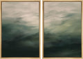 MUDECOR Framed Canvas Print Wall Art Dark Green Abstract Misty Landscape Moody Illustrations Modern Art Decorative Chic for Living Room, Bedroom, Office - 24"x36"x2 Natural