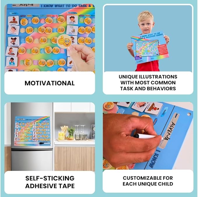 Thought-Spot Behavior Reward Chart for Kids | Chore & Behavior Chart with 41 Task Pieces, 32 Behavior Pieces & 80 Reward Pieces | Motivational Tool for Responsibility, Good Habits & Toddler Routine