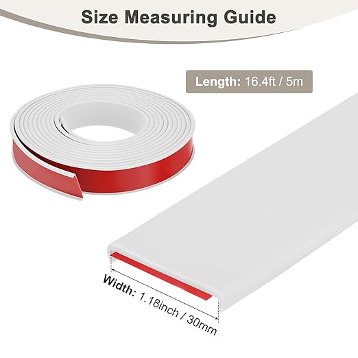 U-Shape Edge Banding, 1.18 Inch x 16.4 FT Self Adhesive Rubber Edge Trim Flexible TPE Corner Protector for Desk/Shelves/Furniture/Countertop/Table/Cabinet/Plywood [White]