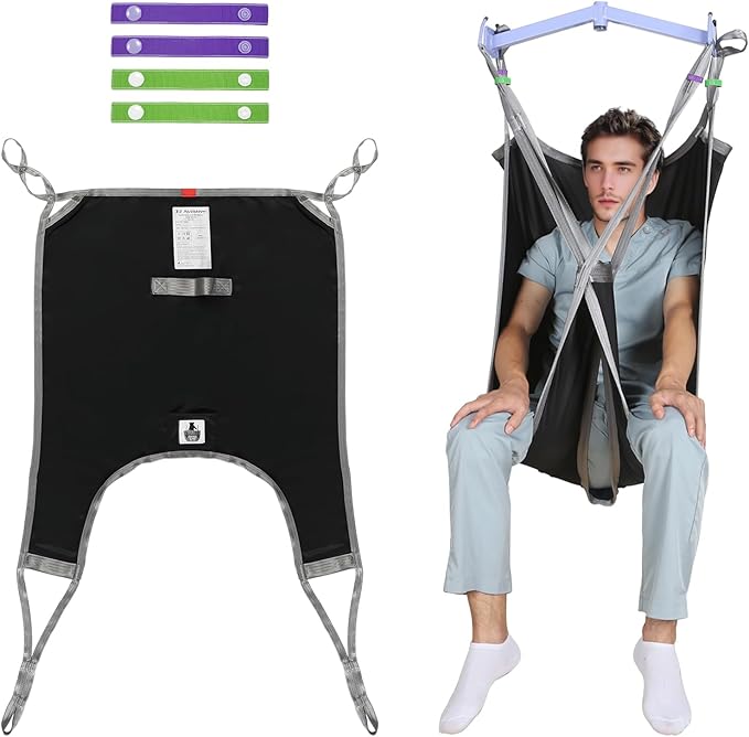 Patient Lift Divided Leg Sling – Heavy Duty 500 lbs Capacity, Easy Hygiene Access with Handles & Pocket, Machine Washable – Small/Medium/Large for Elderly, Disabled & Bariatric Care (Black, S)