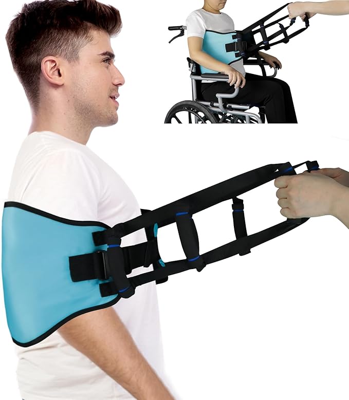 Transfer Sling Gait Belts, Padded Assist Transfer Belts, Heavy Duty Patient Lift Belt, Lifting Aid and Mobility Standing for Disabled, Injured, Seniors - Safely Move from Wheelchair and Bed (Blue-d)