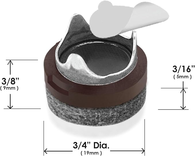 GorillaFelt CB240 Chair Leg Floor Protectors/Felt Glides (Set of 8) Tap On Felt Furniture Pads Guaranteed to Stay On, 3/4 Inch Round Sliders