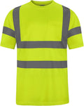High Visibility Class 3 T Shirts，Hi Vis Safety Shirts with Reflective Strips and Pocket, Short Sleeve Quick Dry Mesh Construction Work Shirt for Men/Women Lime,6XL