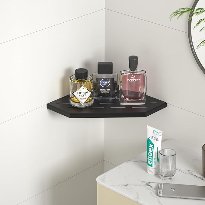 10'' Corner Bathroom Shelf, 304 Stainless Steel Pentagonal Recessed Shelf, Grout in Shower Shelf for Tiled Wall