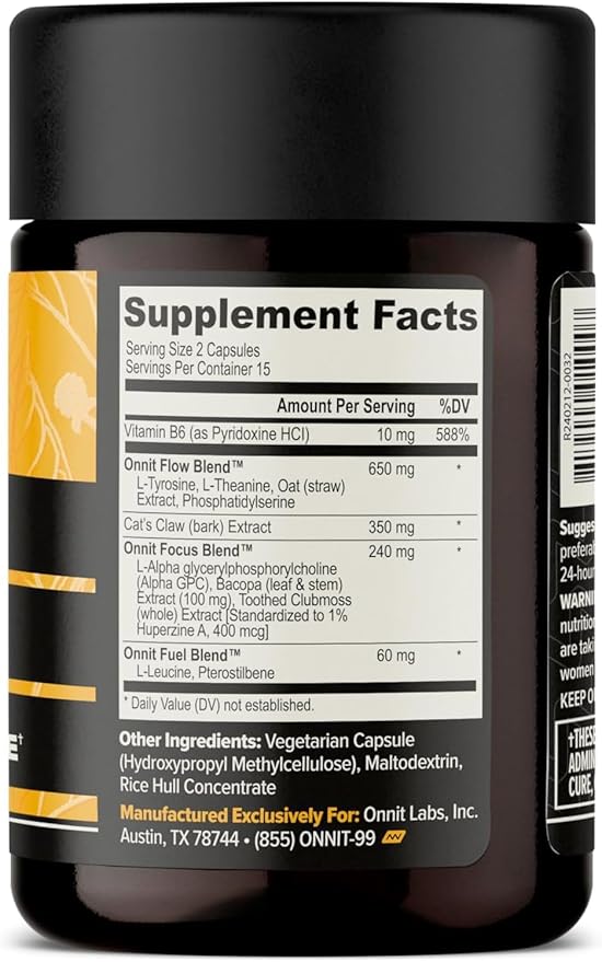 ONNIT Alpha Brain® Nootropic Brain Supplement for Men and Women, IGEN™ Non-GMO Tested, Memory, Mental Clarity, Cognitive Support and Focus Capsules with L-Theanine and Vitamin B6, 30 Count