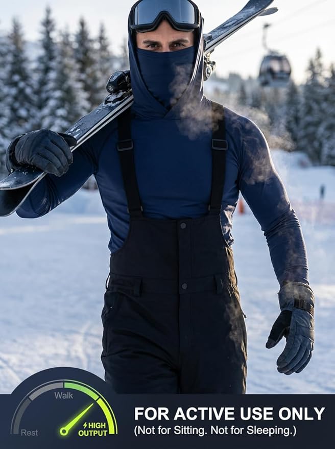 3-Pack Men's Compression Hoodie with Mask - Long Sleeve Winter Base Layer & Running Shirt - Sun Protection Fishing Gear
