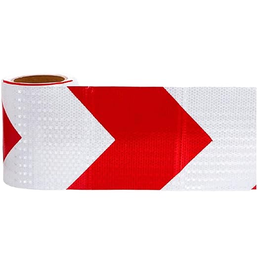 Red and White Reflective Tape Outdoor Waterproof 12 inch, High Visibility Hazard Conspicuity Safety Marking Tape (66 feet)