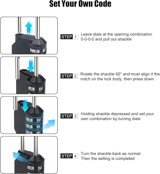 2PCS Combination Lock Waterproof 4 Digit Padlocks with Combination Code, Zinc Alloy Combination Lock for Door, Tool Boxes, Schools, Gym, Garden, Fences, Reel Cabinet & Storage, Black
