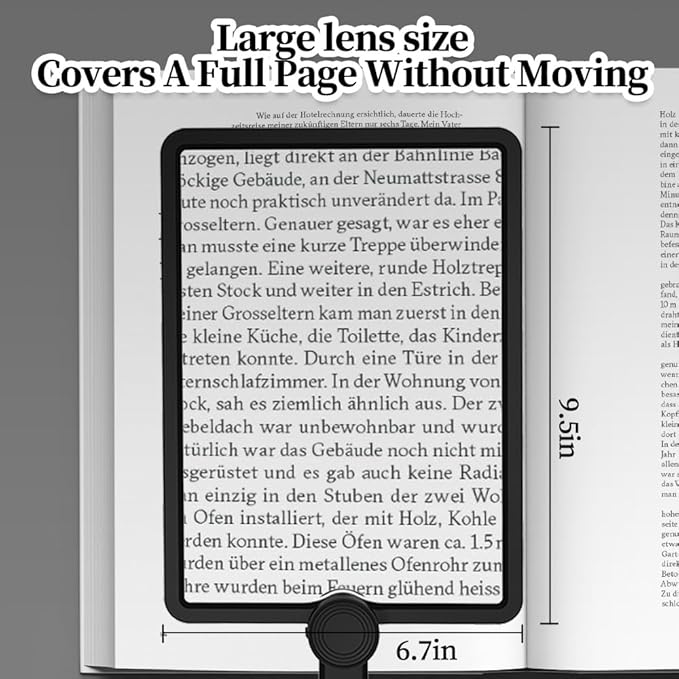 Hands Free 9.4"x6.7" Full-Page 5X Magnifying Glass for Reading, Large Lighted Magnifier with 50 LED Lights, Flexible Gooseneck Magnifier for Neck Wear Repair Sewing Low Vision Elderly