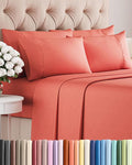 Cal King 6 Piece Sheet Set - Cooling & Breathable Bed Sheets - Hotel Luxury Bed Sheets for Women, Men, Kids & Teens - Bedding w/Deep Pockets & Easy Fit - Soft & Wrinkle Free - Cal King Coral Sheets