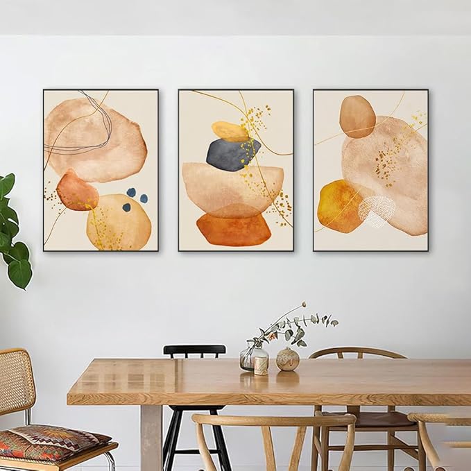 QKF Modern decor Minimalist Abstract framed Canvas Large Wall Art For Living Bedroom Bathroom Room Paintings posters Home Decoration posters & prints 16“X 24” wall art set of 3