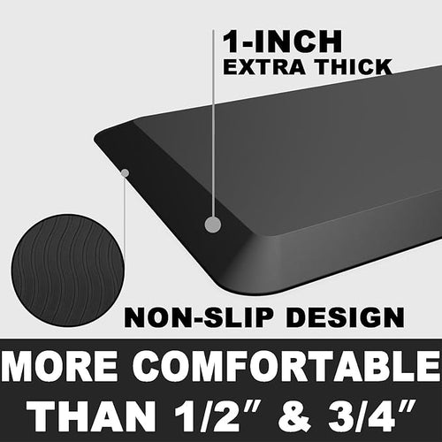 1" Extra Thick Anti Fatigue Floor Mat 17" W x 40" L,Kitchen Mat, Standing Desk Mat,140D Advanced PU Foam Ergonomic Comfort at Home, Office, Garage, Sink (Black)