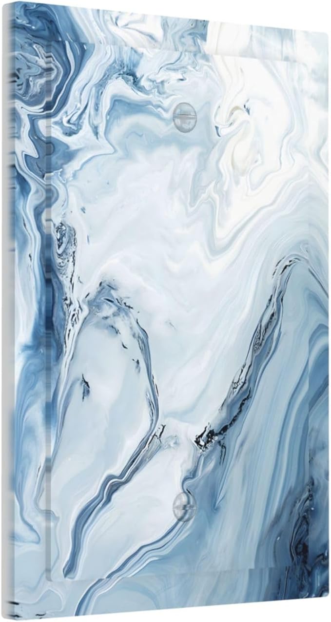 Light Blue Marble Texture Abstract Print Light Switch Cover Plate 1 Gang No Device Blank Electrical Wall Plates Faceplate Decorative Switch Plate Covers for Bathroom Kitchen Home Decor