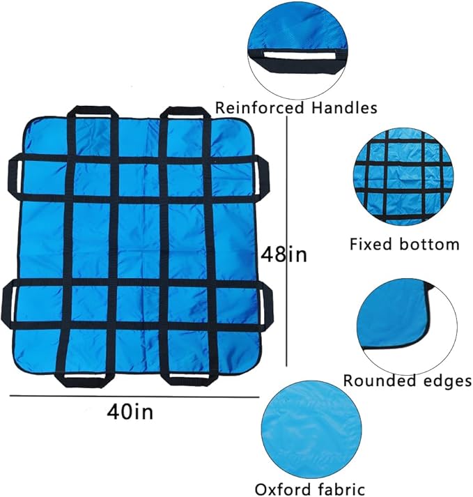 2 Pack Positioning Bed Pad with Handles,48" × 40" Transfer Sheet for Repositioning,Turning and Lifting,Washable Positioning Bed Pads for Elderly,Patient,Handicap,Caregiver (2)