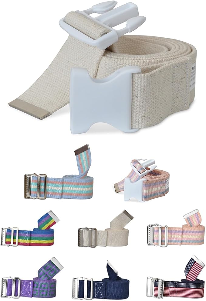 NYOrtho Plastic Buckle Gait Belt - Adjustable Machine Washable Strong and Durable Material Latex Free, Natural, 72"