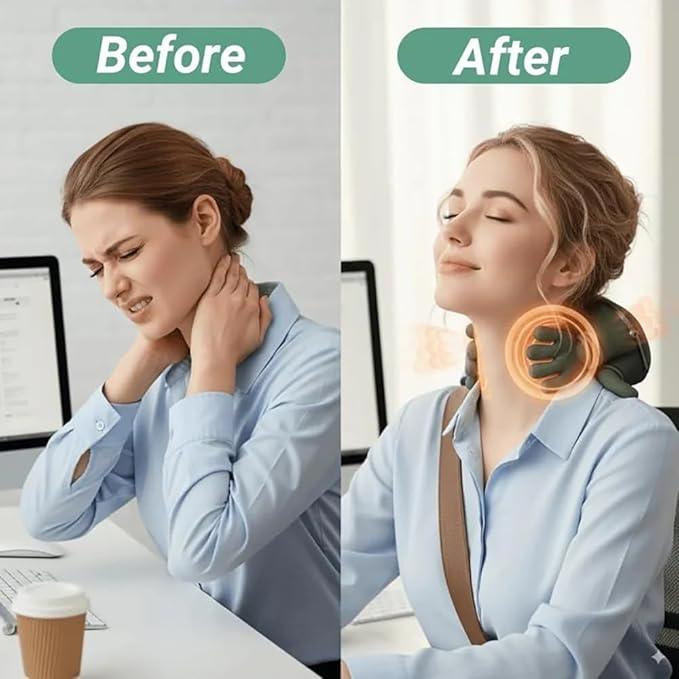 Neck Massager for Pain Relief Deep Tissue, 4D Kneading Massage, Quiet & Portable Lightweight, 3-Speed Adjustment, Cordless Neck and Shoulder Massager with Heat, Electric Hand Massager for Muscle