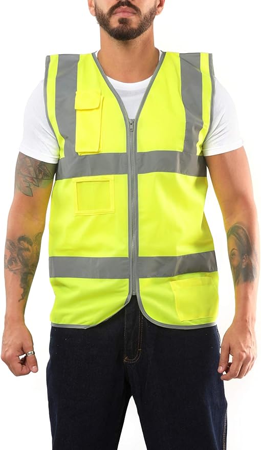 Kolossus Safety Vest For Men - High Visibility Reflective Vest - Chalecos Reflectantes de Seguridad - Yellow - Orange