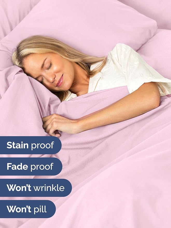 Extra Deep Twin XL Sheet Set - 4 Piece Breathable and Cooling Sheets - Hotel Luxury Bed Sheets Set - Easy Fit - Soft, Wrinkle Free and Comfy Sheets Set - Light Pink Sheet Set with Extra Deep Pockets