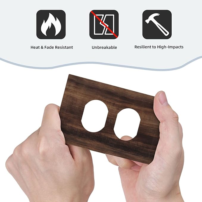 Outlet Covers Rustic Farmhouse Brown Wood Barn Door Decorative 1 Gang Duplex Light Switch Cover Plate Receptacle Wall Plate Electrical Switch Plate Covers for Bathroom Decor