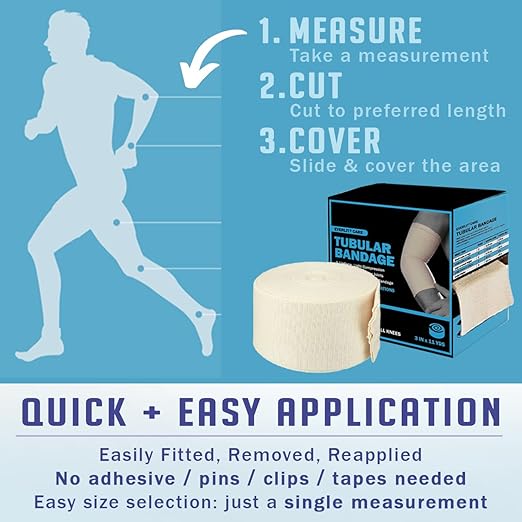 EVERLIT Elasticated Tubular Support Bandage | Stockinette Tubing for Large Arm, Knees, Legs | Light to Moderate Compression Bandage Roll For Tissue Support (Size D | 3" x 11 yd)