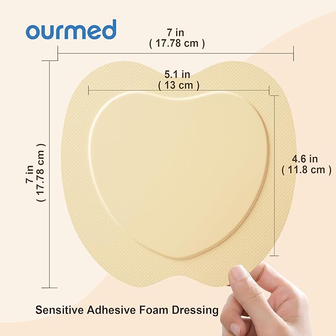 Silicone Sacral Foam Dressings(7"x 7" - 10 Packs) with Tender Adhesive Border, Sterile Advanced Absorbent Bandage, Wound Care for Bed Sores, Pressure Ulcers