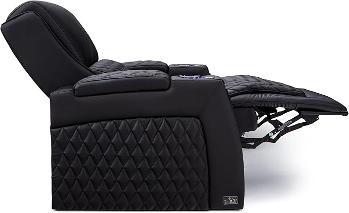 Seatcraft Apex Home Theater Seating, Living Room, Powered Headrest, Powered Lumbar, Powered Recline, Italian Leather, USB Charging, Single Recliner, Black