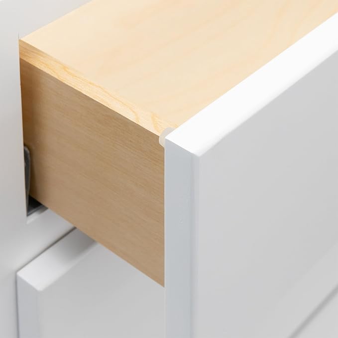 Quicklock RTA (Ready-to-Assemble) | Base Kitchen Cabinets - Shaker Style | Made in America (Pure White, 15" W x 34.5" H x 24" D 3 Drawer Pots and Pans)